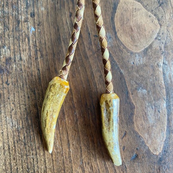 Elk horn vintage woven leather Bolo Tie - Picture 9 of 13